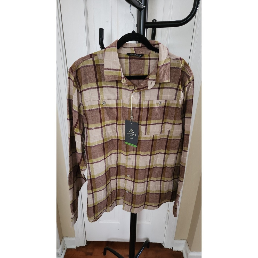 Alpine Design Flannel Shirt Mens Soft Brushed Flannel Plaid Long Sleeve L NWT